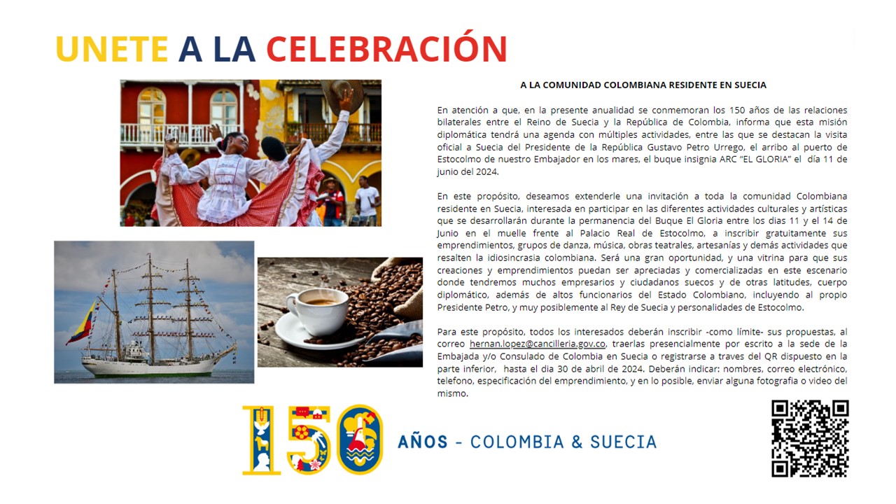Incripción celebración Colombia y Suecia